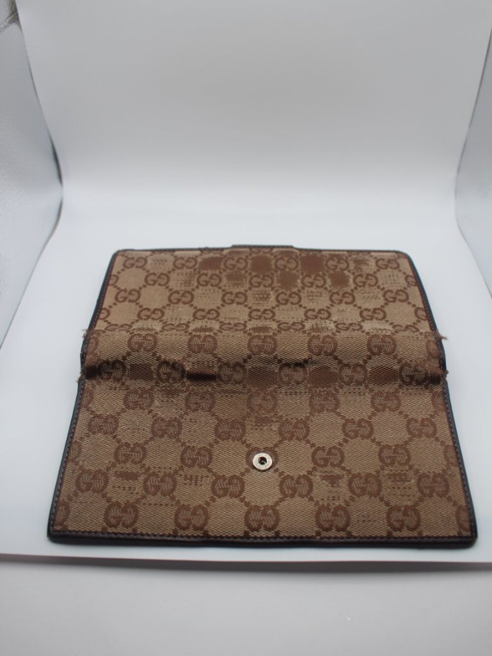Gucci Beige Brown GG Canvas Long Wallet Gold Tone D Ring - Picture 5 of 11